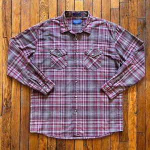 Vintage Y2K Pendleton Street Shirt 2009‎ Men Red Black Cream Plaid Button Up